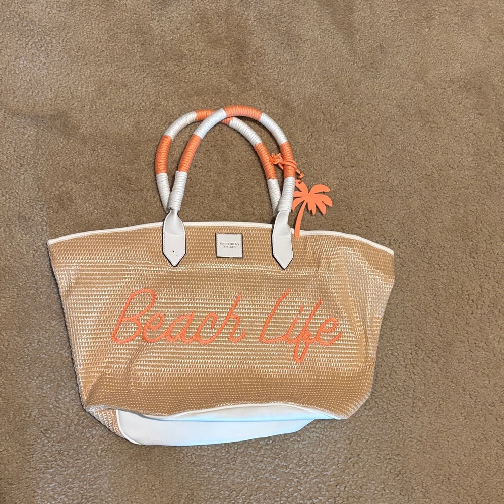 Beach Life Straw Tote with Orange Accents
